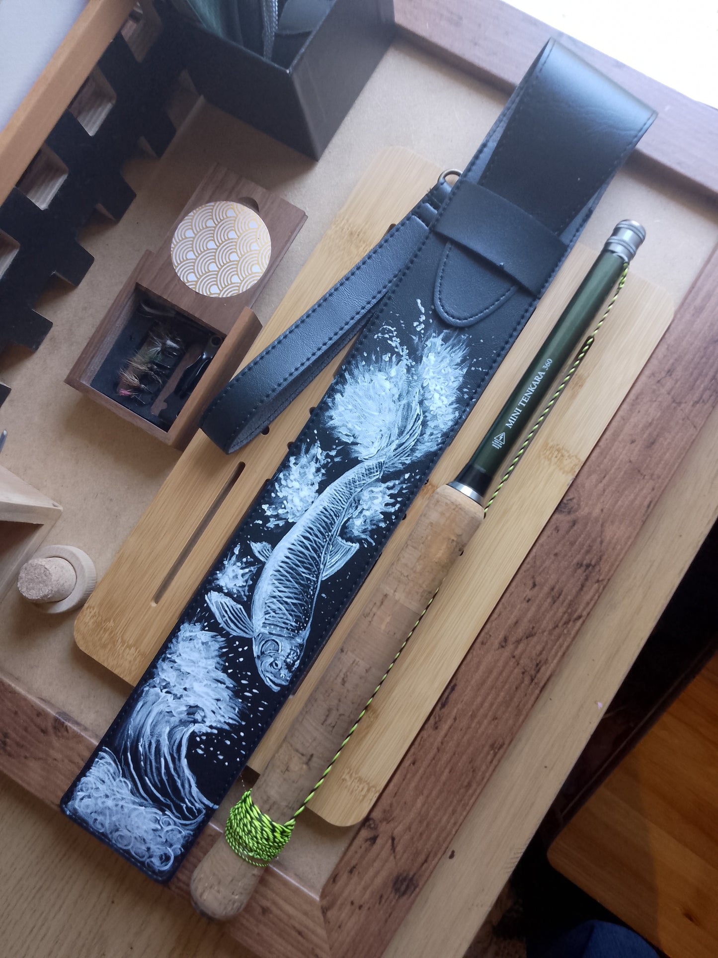 Tsuri No Kazari: Handpainted Leather Tenkara Rod Case